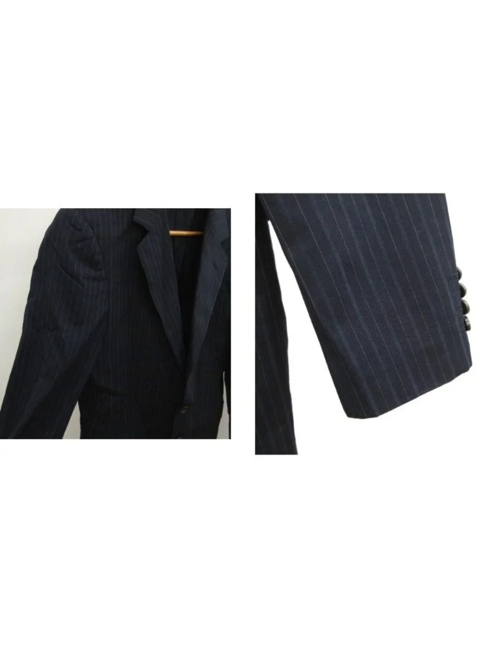 Gucci Single Suit Set Tailored Jacket Fully Lined Pants Trousers Stripe M Navy